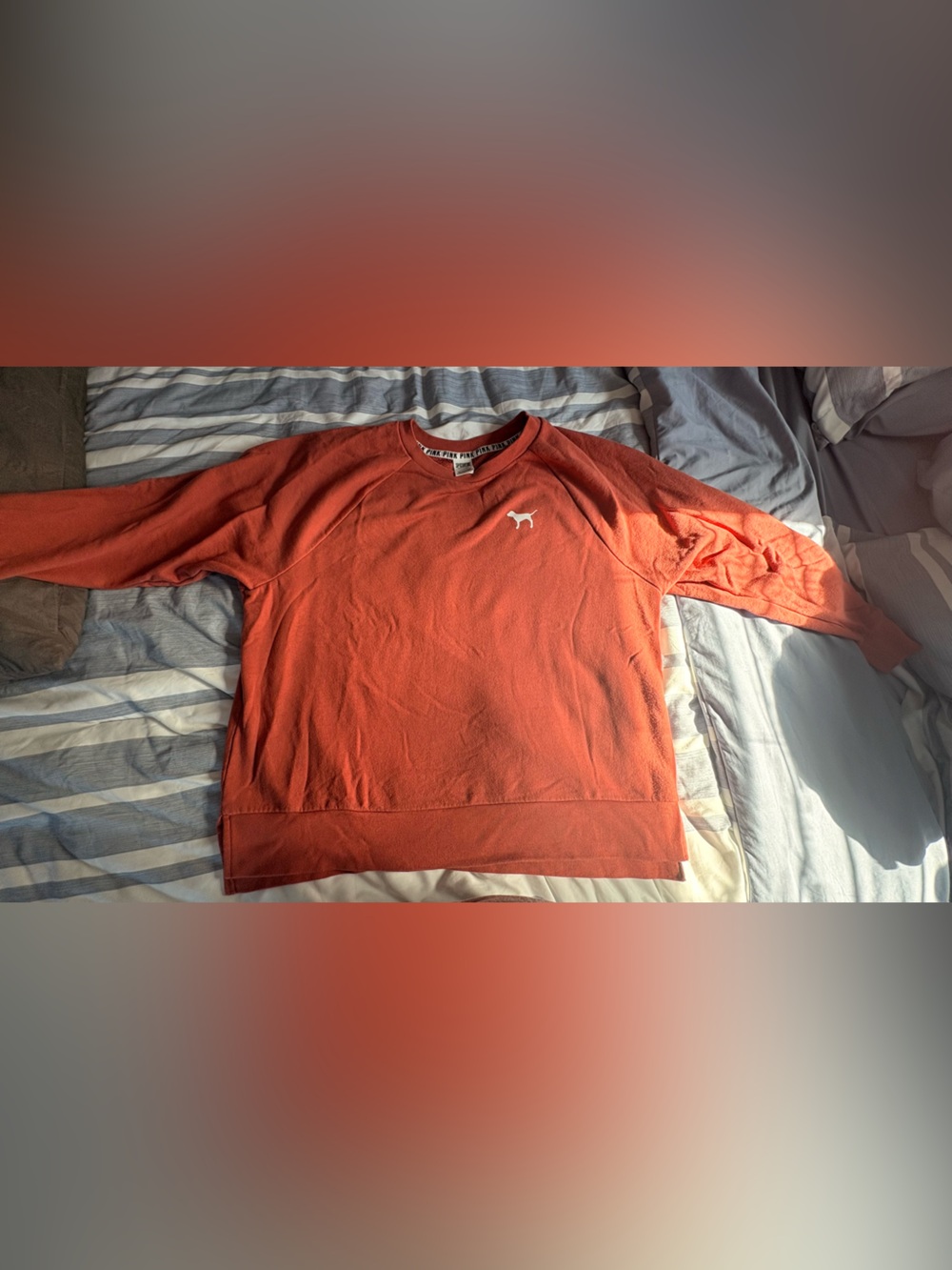 PINK Victoria's Secret Coral Crewneck Long Sleeve Sweatshirt